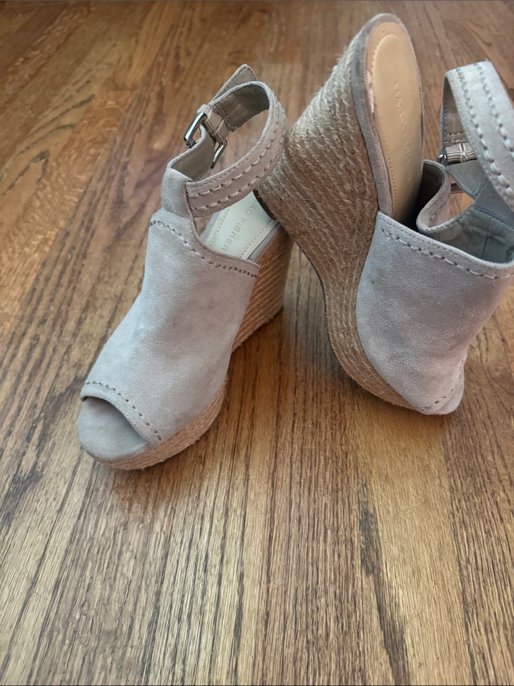 March Fisher Tan Suede/Leather upper Wedge Heels - Size 7.5